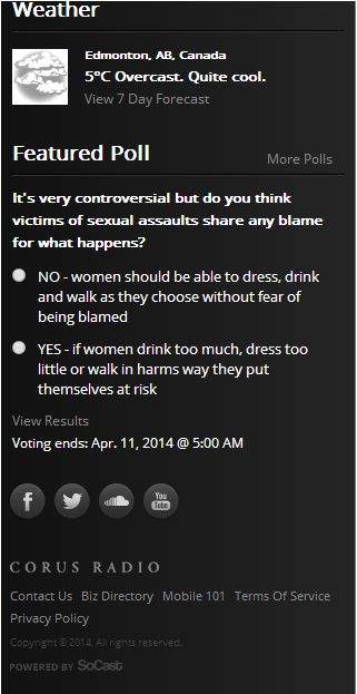 Poll posted on 630 CHED on April 10, 2014