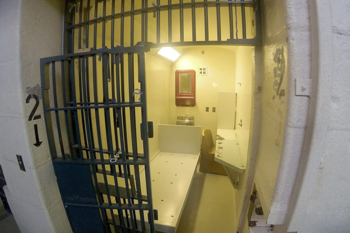 A view of a prison cell in a maximum security prison.