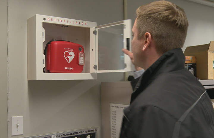 Thanks to the quick actions of staff at a Saskatoon car dealership, an employee’s life was saved with the help of an onsite defibrillator.
