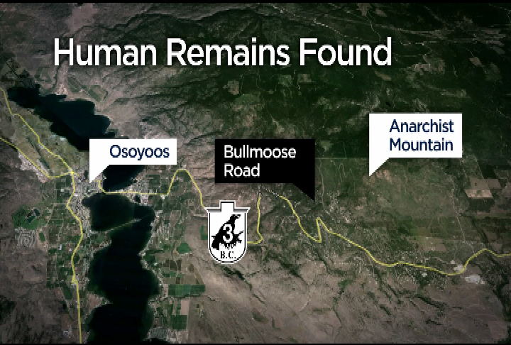 Human remains were discovered near Osoyoos on Easter Monday. 
