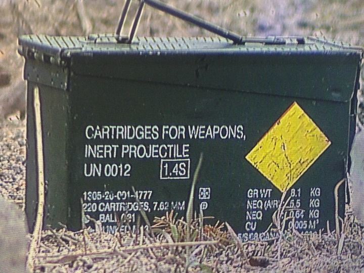 A military-style ammunition box that sparked a bomb scare on Academy Road in Winnipeg on Wednesday.