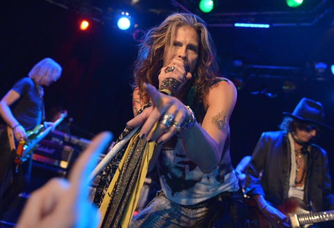 Steven Tyler of Aerosmith performs at the Whisky A Go Go on Tuesday, April 8, 2014, in Los Angeles. Aerosmith announced their “Let Rock Rule” summer tour featuring Slash.