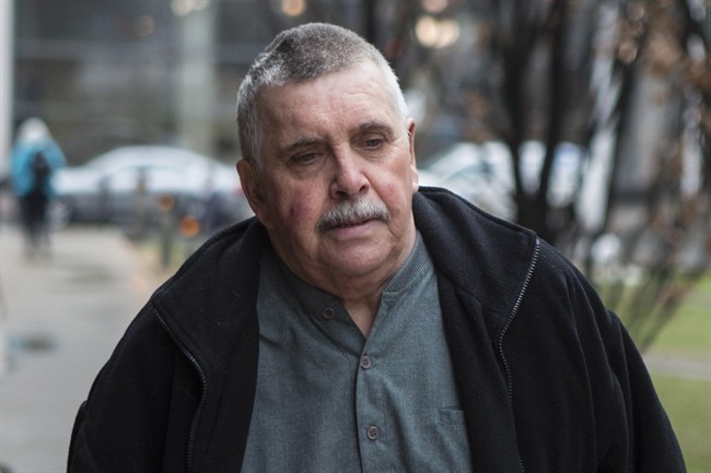 Gordon Stuckless arrives at court in Toronto on Tuesday April 22 , 2014.