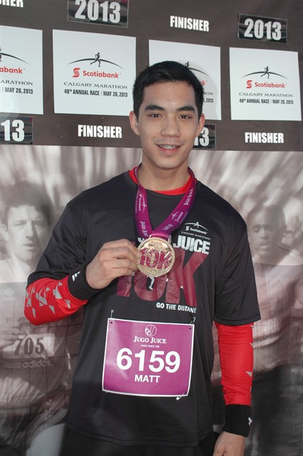Matthew Douglas de Grood, of Calgary, is shown in this image from a Calgary 10k race in 2013. Calgary police say the son of one of their own is a suspect in the worst mass murder in the city's history, a bloody and baffling attack on a group of university students at a house party. THE CANADIAN PRESS.