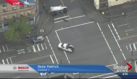 Vancouver police wagon involved in a collision on the DTES - image