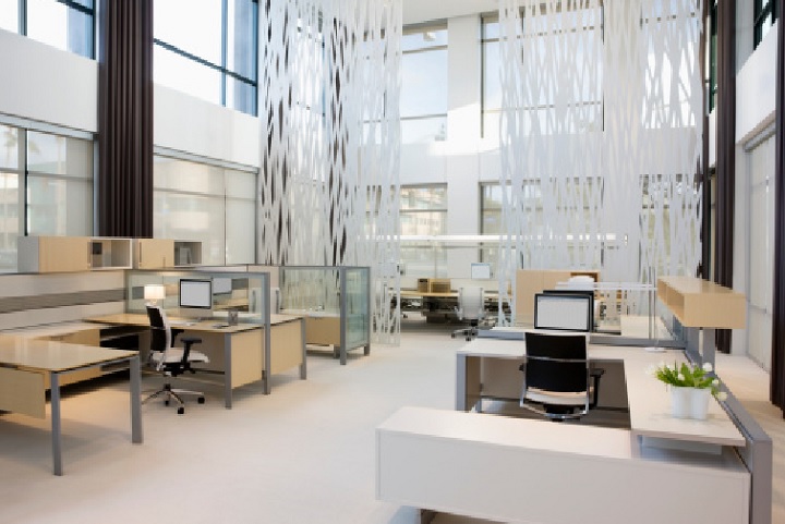 Empty, modern, open plan office.