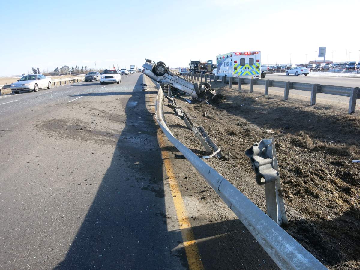 Alberta RCMP sending distracted driving tickets to registered owners of vehicles taking photos of collision, Friday, April 11, 2014. 