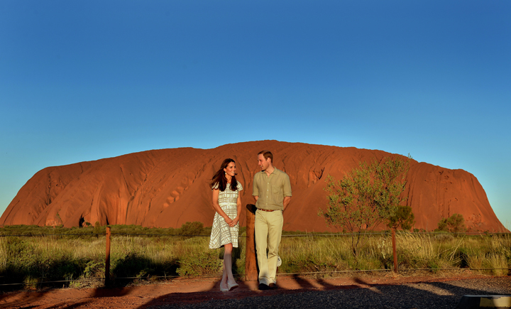 William and Kate in front of Uluru at sunset on April 22.