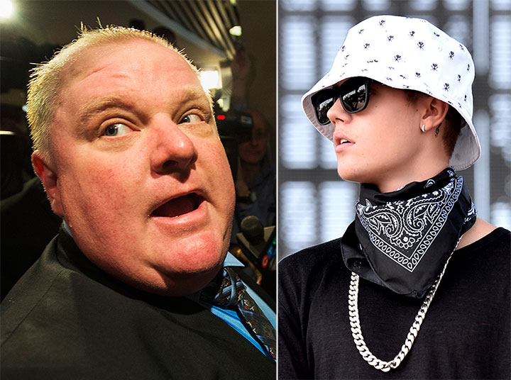 Rob Ford and Justin Bieber