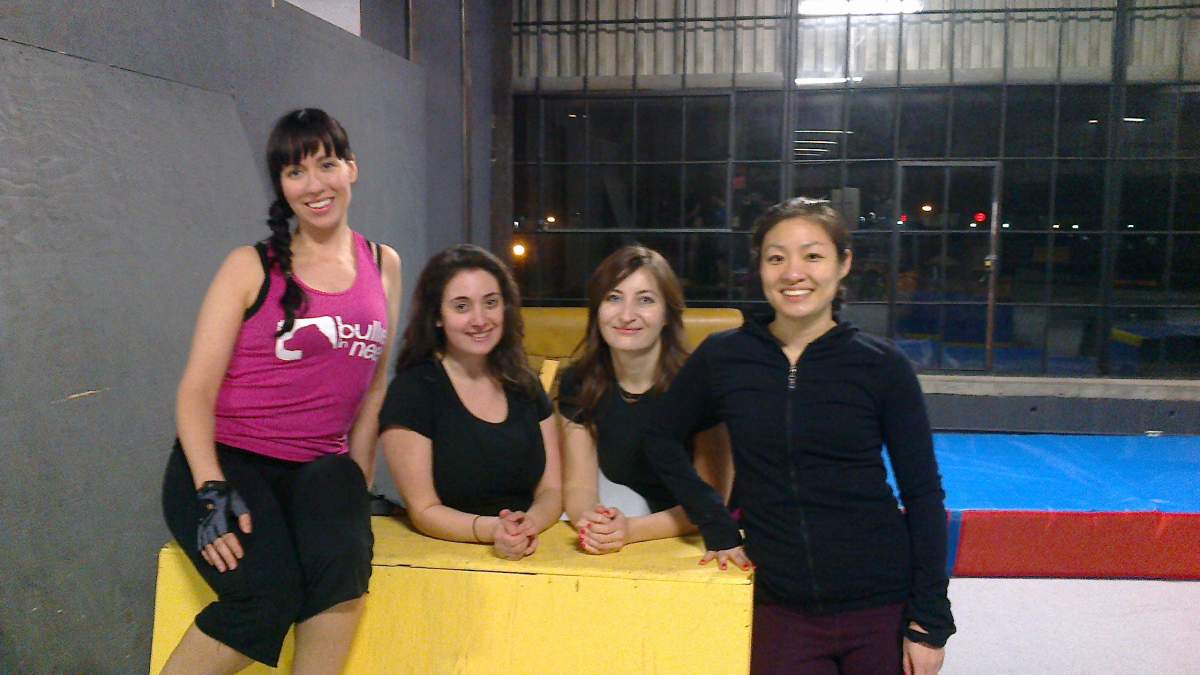 Women Surviving First Parkour Lesson.