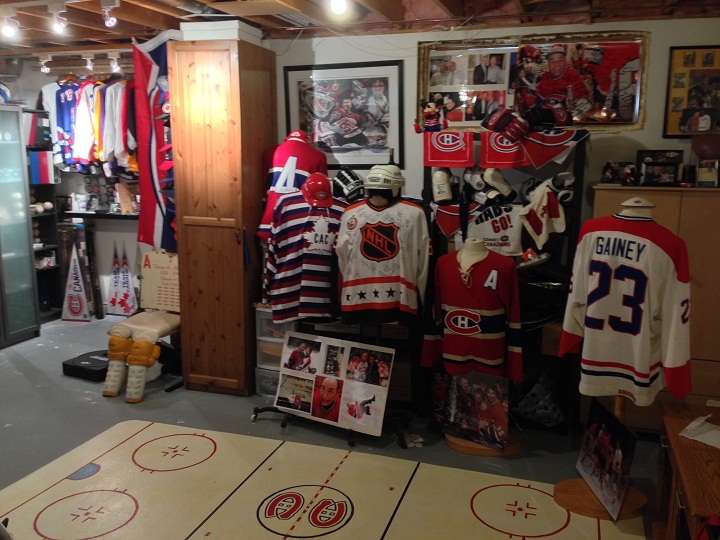 A glimpse of the collection of hockey paraphernalia of West Island Habs fan Jack Gurevitch.