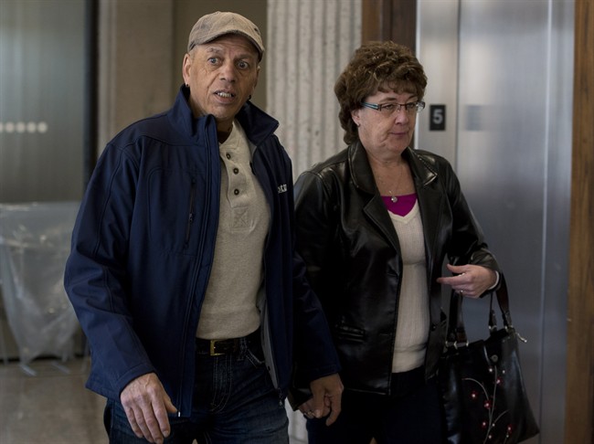 Gerald Barton and his wife Phyllis Barton arrive at Nova Scotia Supreme Court in Halifax on April 10, 2014. 