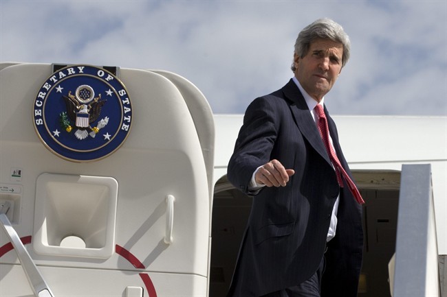 U.S. Secretary of State John Kerry leaves Tel Aviv, Israel Tuesday April 1, 2014, continuing on to NATO meetings in Brussels after meeting in Israel with Israeli Prime Minister Benjamin Netanyahu about the Middle East peace process talks. 