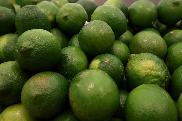 Limes are displayed at Cal-Mart Grocery on March 27, 2014 in San Francisco, California.