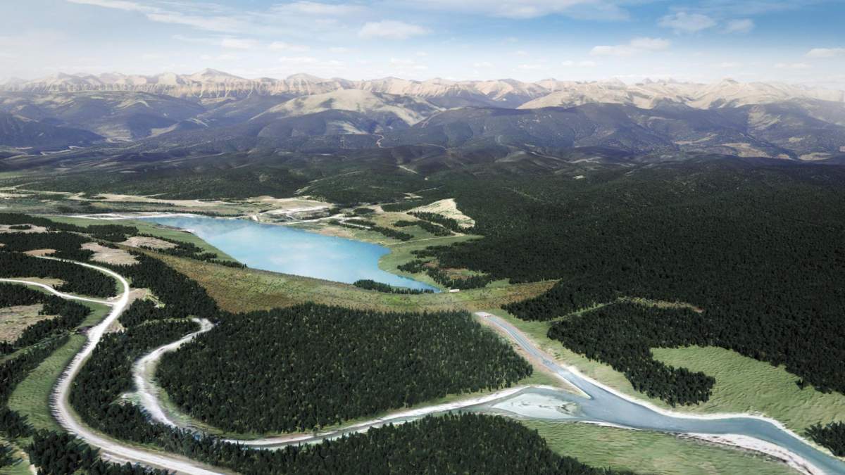 Artist’s rendition of proposed dry dam at McLean Creek west of Calgary.
