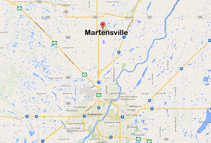 Minivan collides with woman and truck north of Martensville, Saskatchewan.