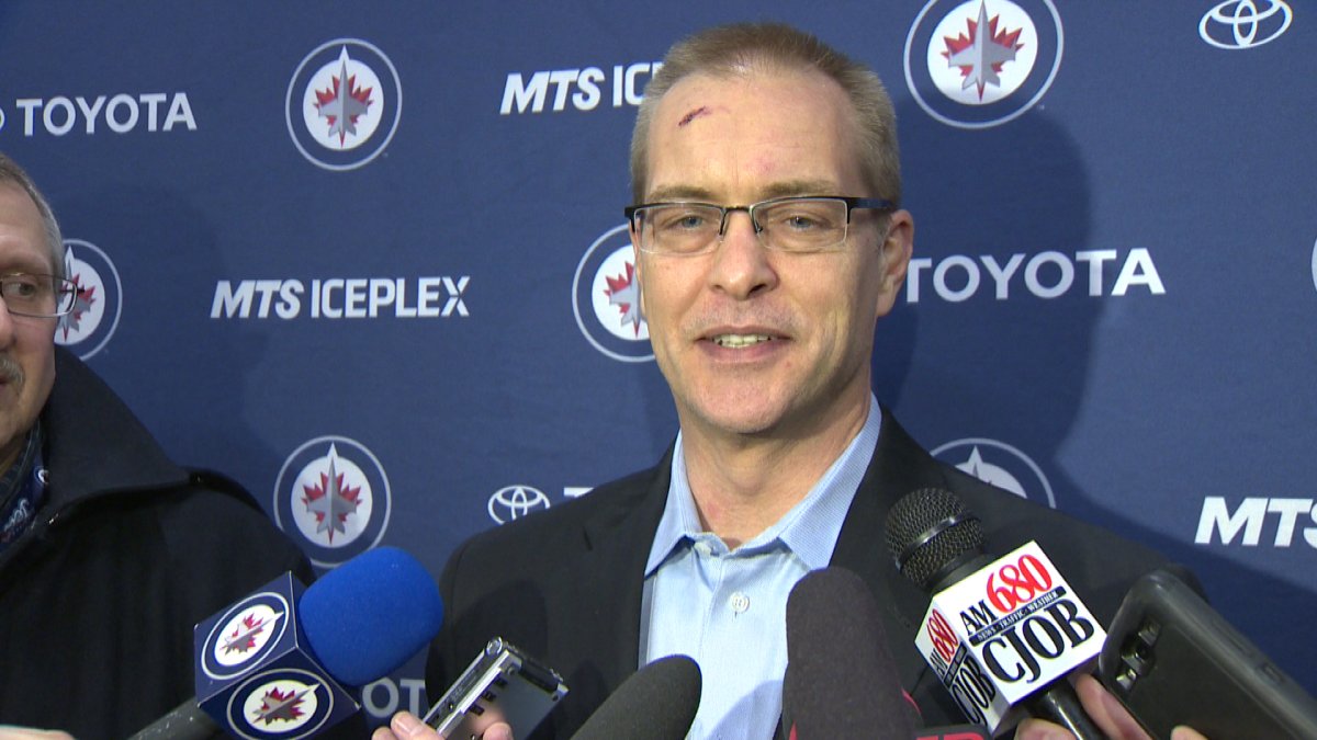 Paul Maurice speaks to the media on Friday in Winnipeg.