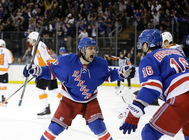 The Rangers beat the Philadelphia Flyers 2-1 in Game 7 on Wednesday night, sending New York to the second round of the NHL playoffs.
