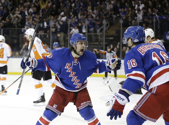 The Rangers beat the Philadelphia Flyers 2-1 in Game 7 on Wednesday night, sending New York to the second round of the NHL playoffs.