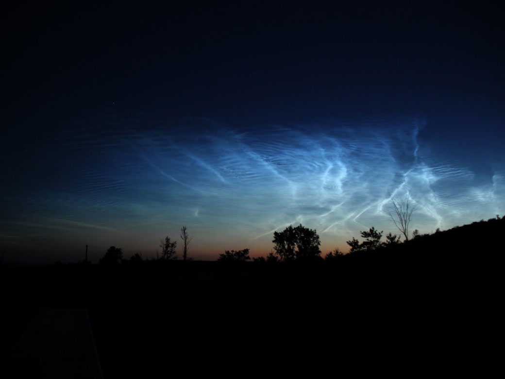 Noctilucent clouds were spotted about 2 hours north of Toronto in 2011.