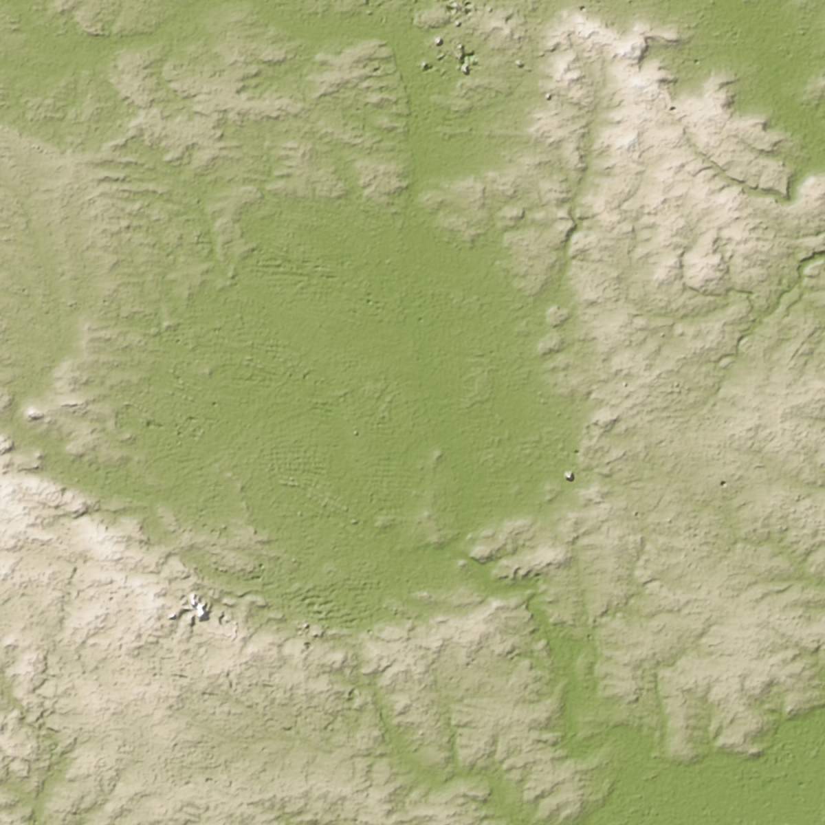 Satellite imagery illustrating the elevation of the Nordlinger Ries in Bavaria, Germany.