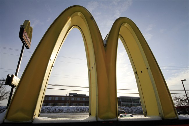 McDonald's restaurant's golden arches in Robinson Township, Pa. McDonald’s reports quarterly earnings on Tuesday, April 22, 2014.