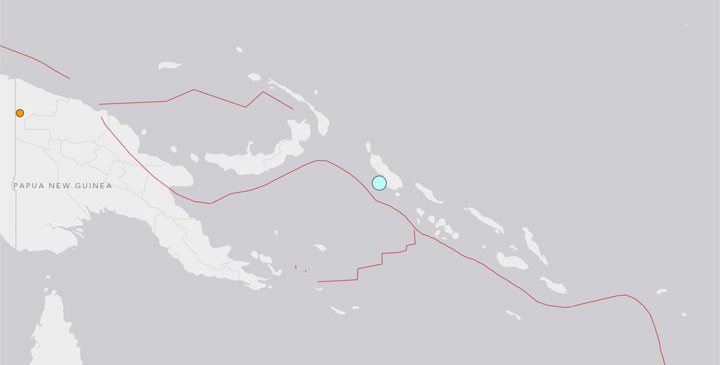 The U.S. Geological Survey said the magnitude-7.3 earthquake was located 61 kilometres southwest of the town of Panguna on Bougainville Island. 