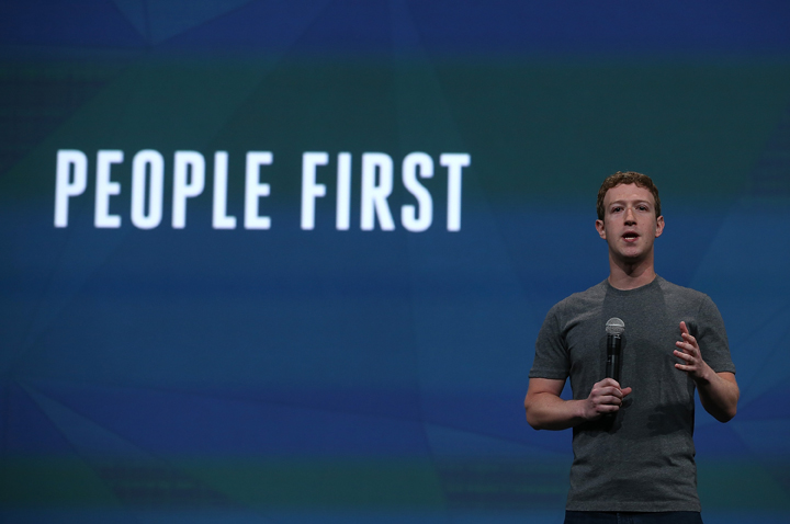 Facebook CEO Mark Zuckerberg delivers the opening keynote at the Facebook f8 conference.
