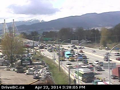 The backup on the Pitt River Bridge due to an accident.