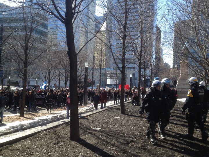 Thousands of students protested government austerity in Montreal on April 3, 2014.