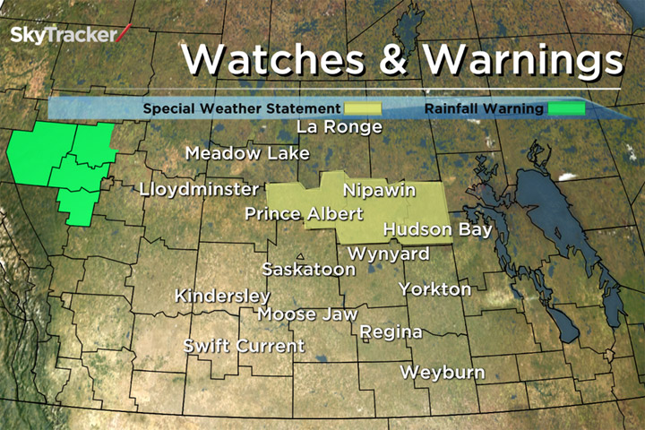 Flooding may be possible in central Saskatchewan as heavy rain combines with high water levels.