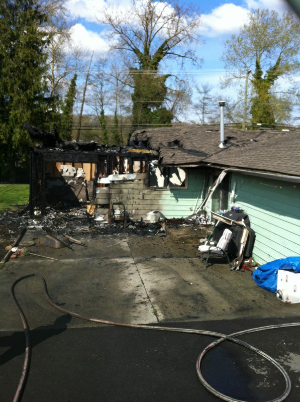 Family home destroyed in the fire. 