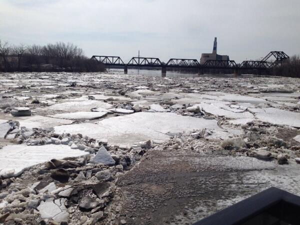 Ice continues to be a factor on the Red River in Winnipeg.