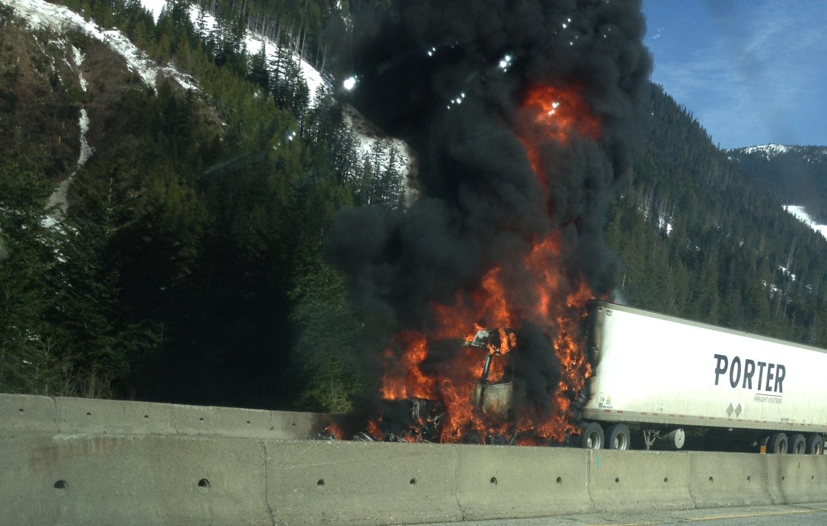 UPDATE: Coquihalla partially re-open after semi truck fire - image