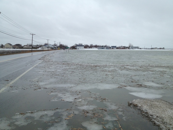 Rising waters caused by rainfall and snow thaw have caused flooding in the village of St-Clet in Vaudreuil-Soulanges on April 8, 2014.