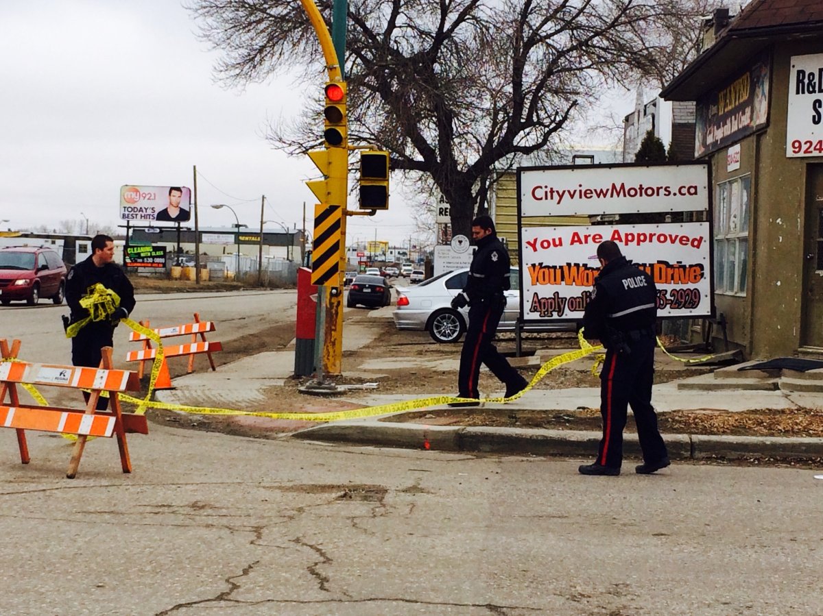 Police on scene of a stabbing incident on Winnipeg Street this morning.