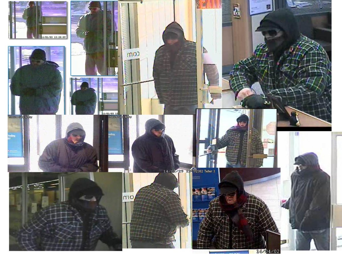 Halton police are linking one man, pictured here, to eight bank robberies in Ontario.
