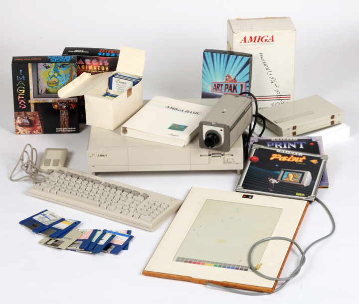 Commodore Amiga computer equipment used by Andy Warhol, 1985-86.
