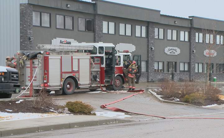 Fire crews extinguish blaze at a Saskatoon strip mall on Sunday afternoon.