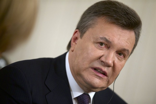 Ousted Ukrainian President Viktor Yanukovych speaks during the interview with The Associated Press, in Rostov-on-Don, Russia, on Wednesday, April 2, 2014. 