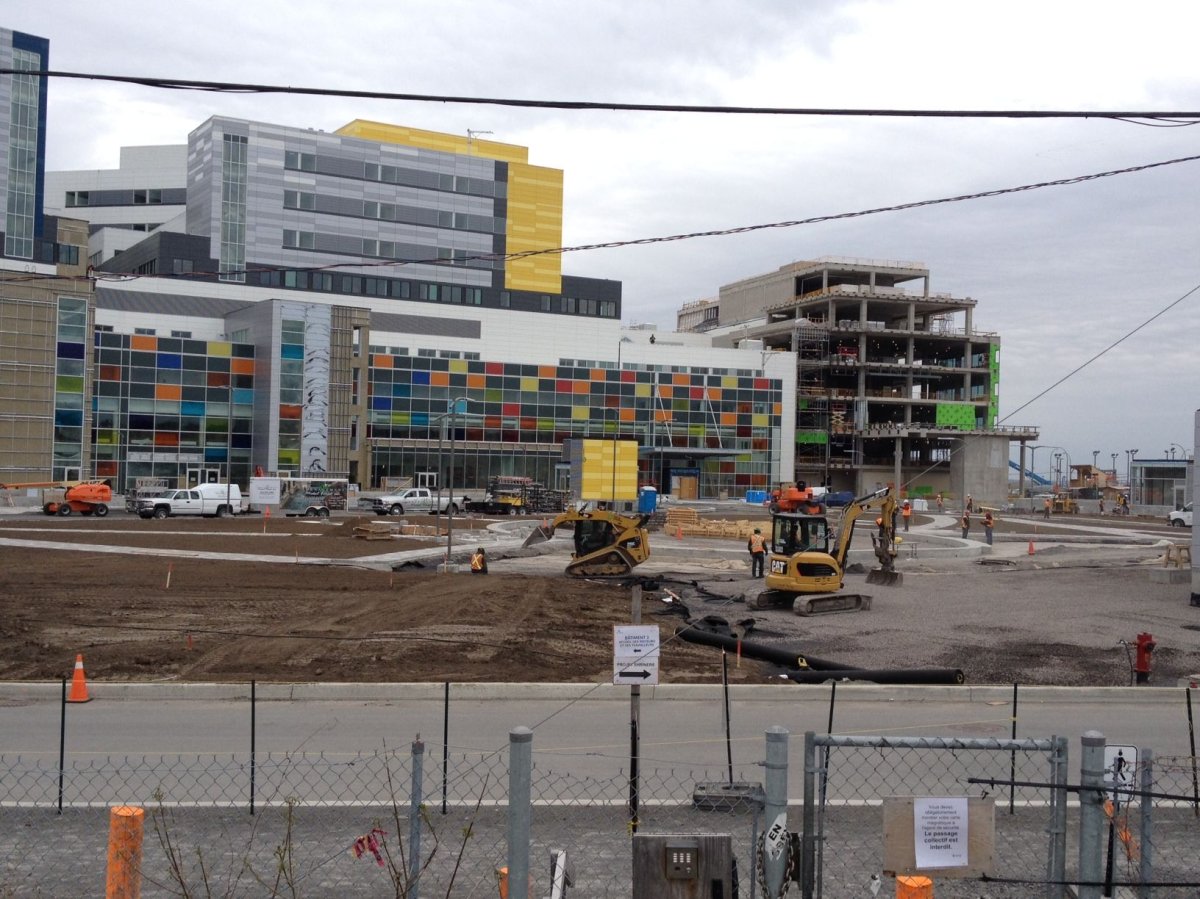 Construction taking place on the new MUHC superhospital site on May 13, 2014.