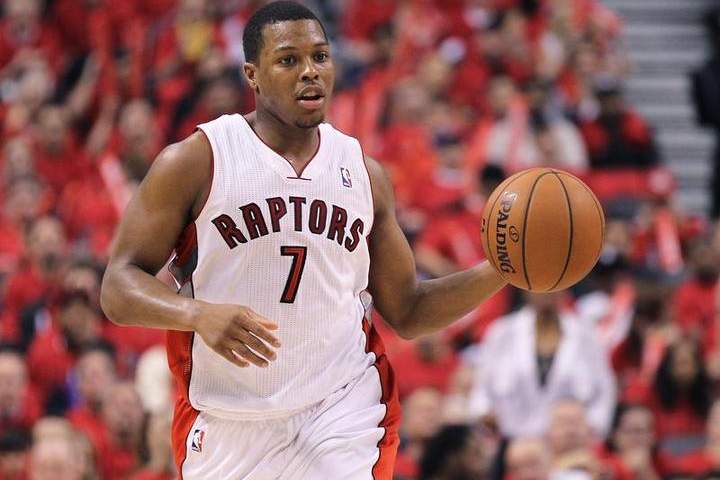 Kyle Lowry #7 of the Toronto Raptors plays against the Brooklyn Nets in Game Seven of the NBA Eastern Conference Quarterfinals at the Air Canada Centre on May 4, 2014 in Toronto, Ontario, Canada.