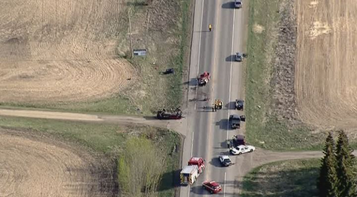 One person was killed and two others injured in a collision on 50 Street, near 41 Avenue SW, Wednesday, May 21, 2014.