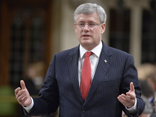 Prime Minister Stephen Harper responds to question during question period in the House of Commons on Parliament Hill in Ottawa on April 30, 2014. 