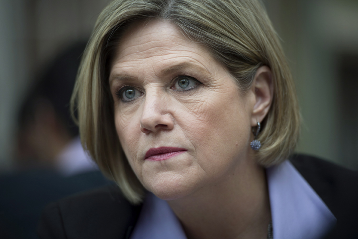 Ontario NDP Leader Andrea Horwath meets with people at the Malvern Town Centre food court in Toronto on Tuesday, May 13, 2014.