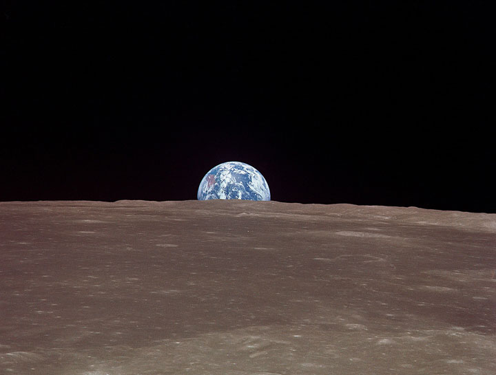 The view of Earth from the moon, taken during the Apollo 11 mission in 1969.