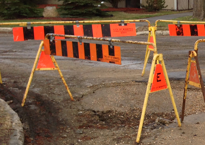 Barricades are up on several major Winnipeg streets on Monday morning.