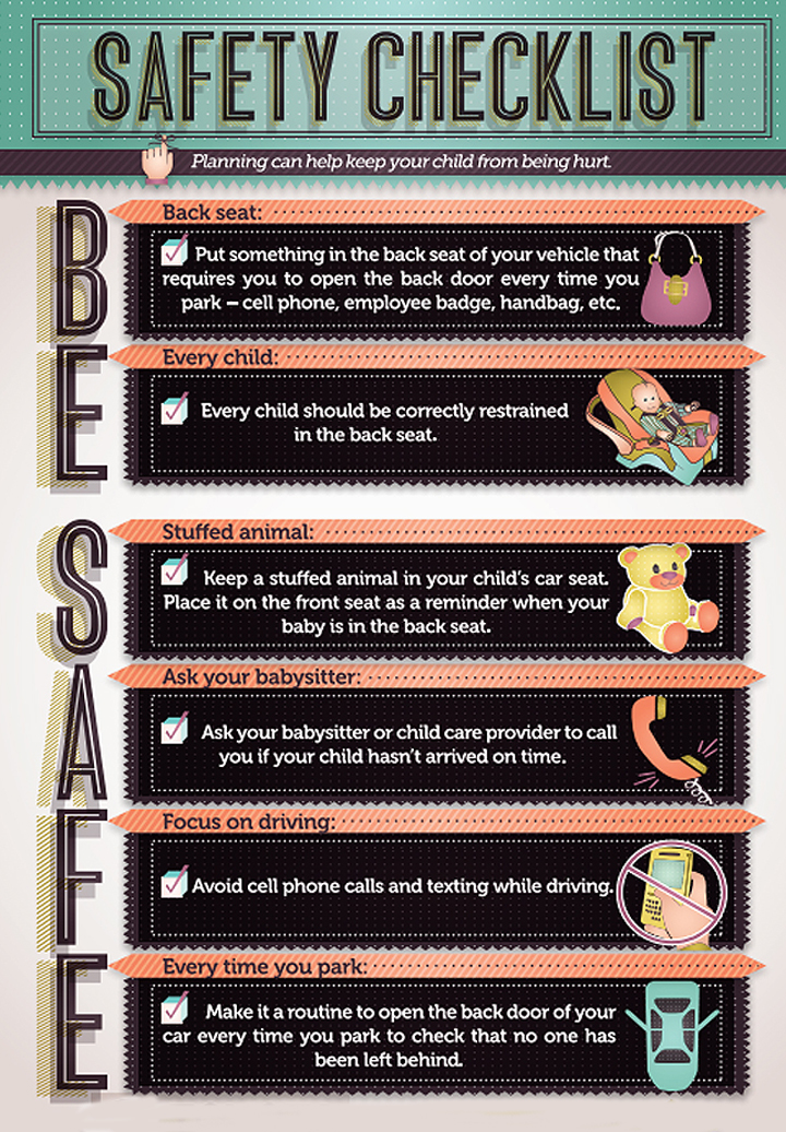 Safety checklist How to keep your child safe from heat stroke in cars