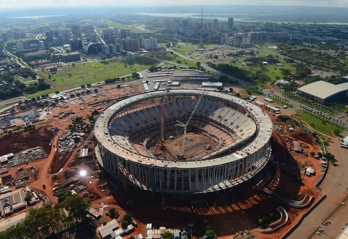 The Brasilia stadium that will host the 2014 World Cup. At a cost of $900 million it is the second-most expensive sporting facility in the world.
