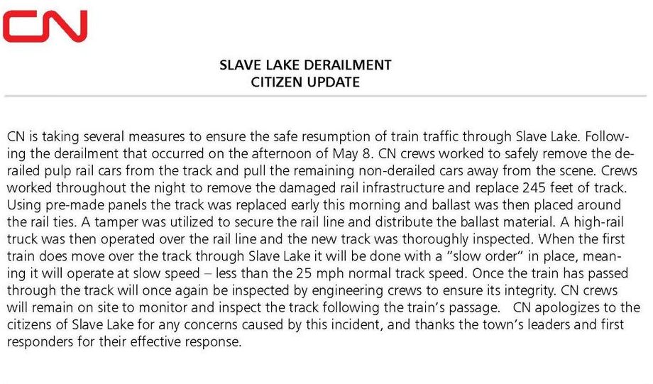 Clean-up underway following CN train derailment in Slave Lake - image